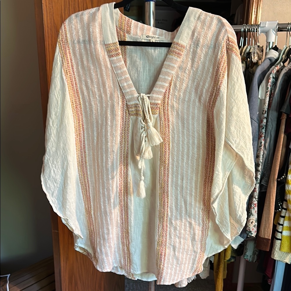 Rip Curl Cream Tunic with Pink and Tan Stripes